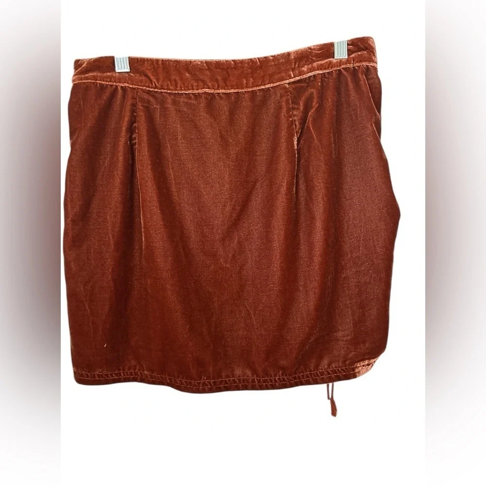 Free People Vivienne Velvet Mini Skirt Slim Natural Waist Brown